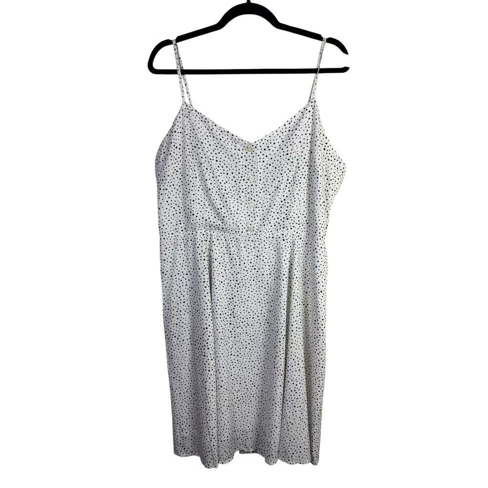 NWT Gap White Black Polka Dot Sleeveless Sun Dress Smocked Back Size 16